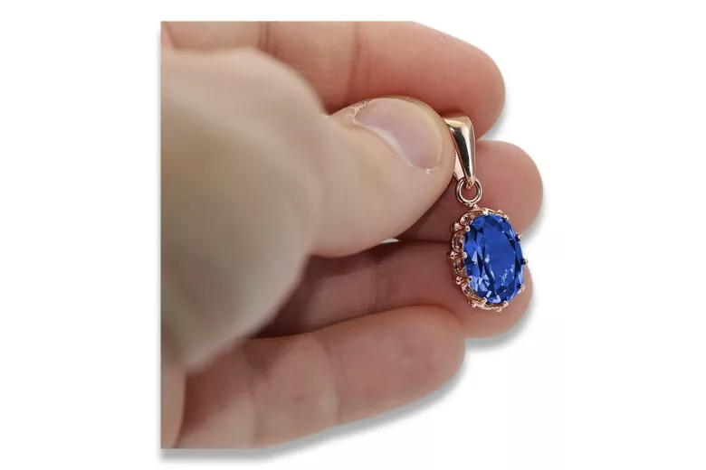 Sapphire Original Vintage 14K Rose Gold Pendant Vintage style vpc008r